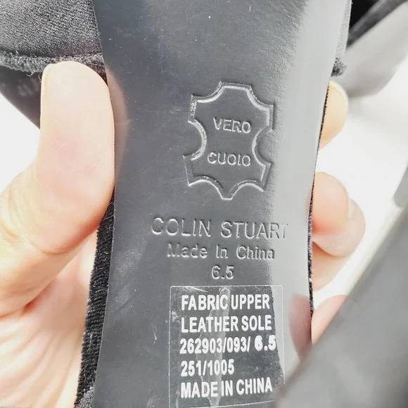 Colin Stuart Women Black Ruffled Satin High Heels Leather Sole Shoes Sz 6.5 - Picture 7 of 13